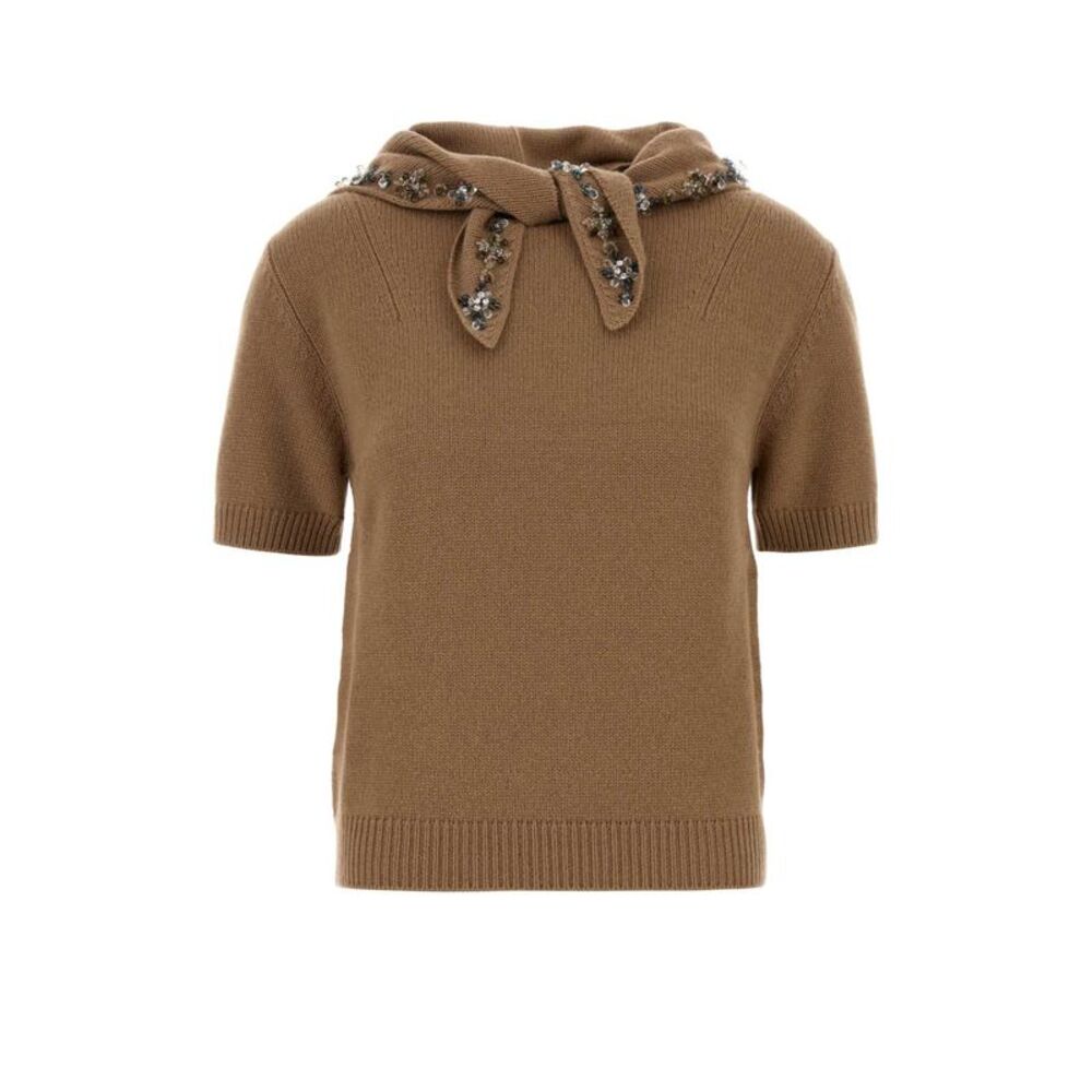 Prada Women Camel Cashmere Sweater
